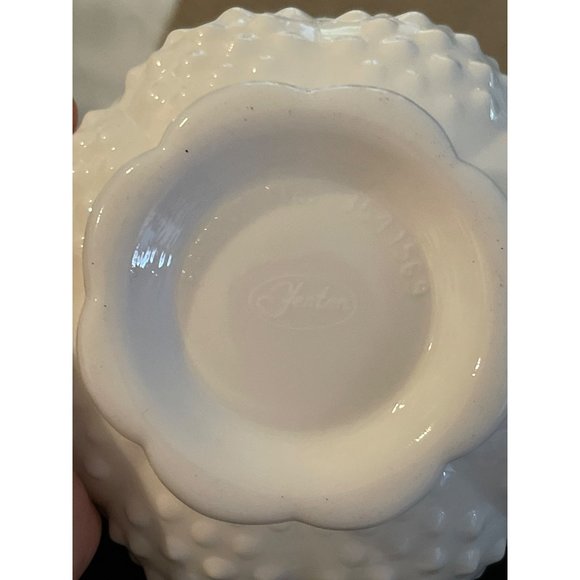 Fenton Candle Bowl 5 Candle Candleholder Hobnail Milk Glass Sawtooth 6.5" x 3.5" - Picture 6 of 7
